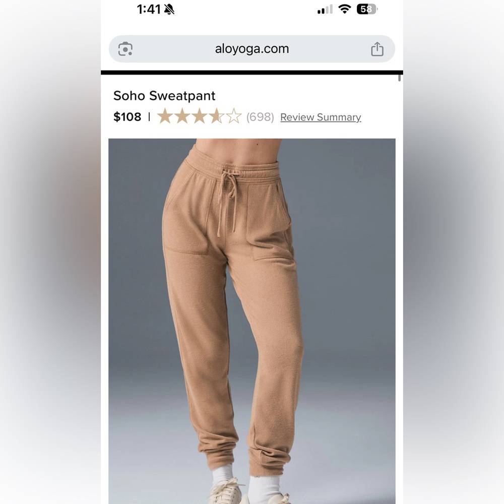 ALO Yoga Soho Sweatpant in Toasted Almond